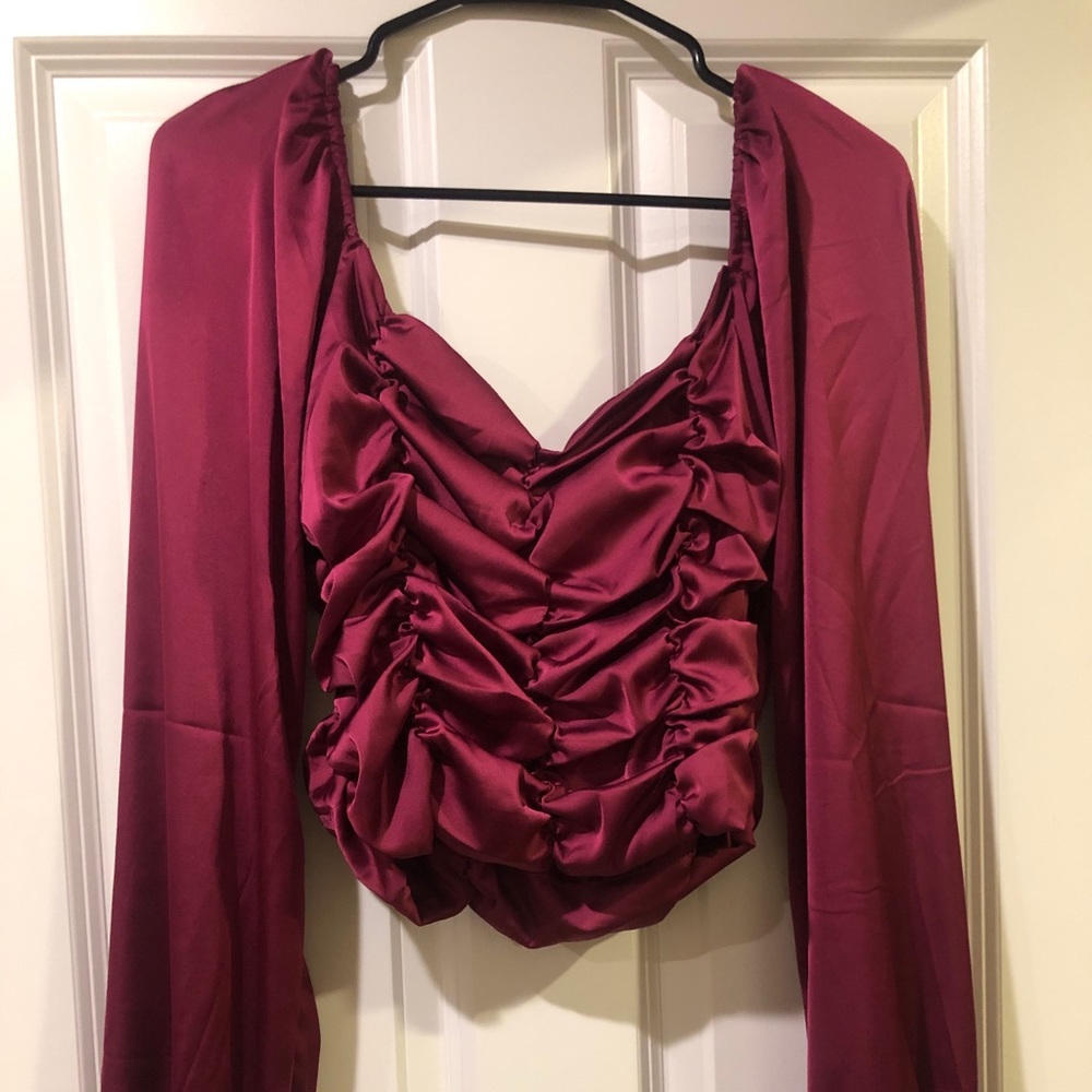 Ruched Satin Blouse